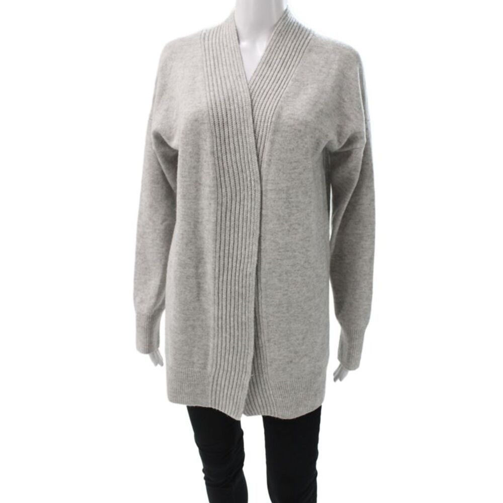Vince Womens Cardigan Wool V Neck Gray Long Sleeve Solid Casual Size M